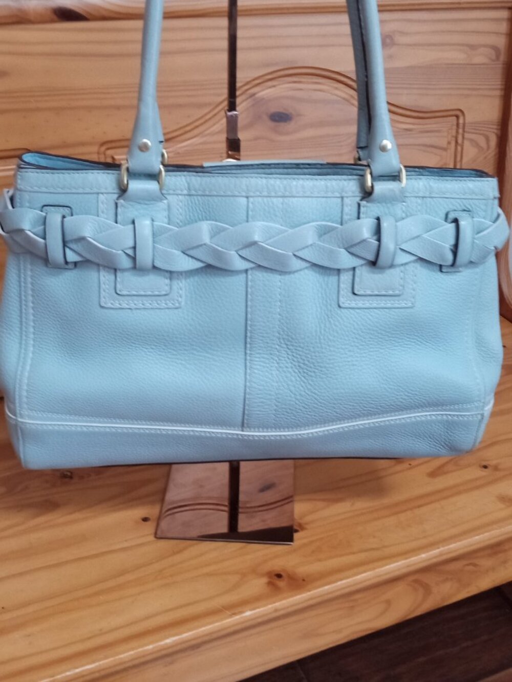 Rare Coach Baby Blue Hamptons Medium Carryall Purse with Dust Bag - Picture 8 of 15